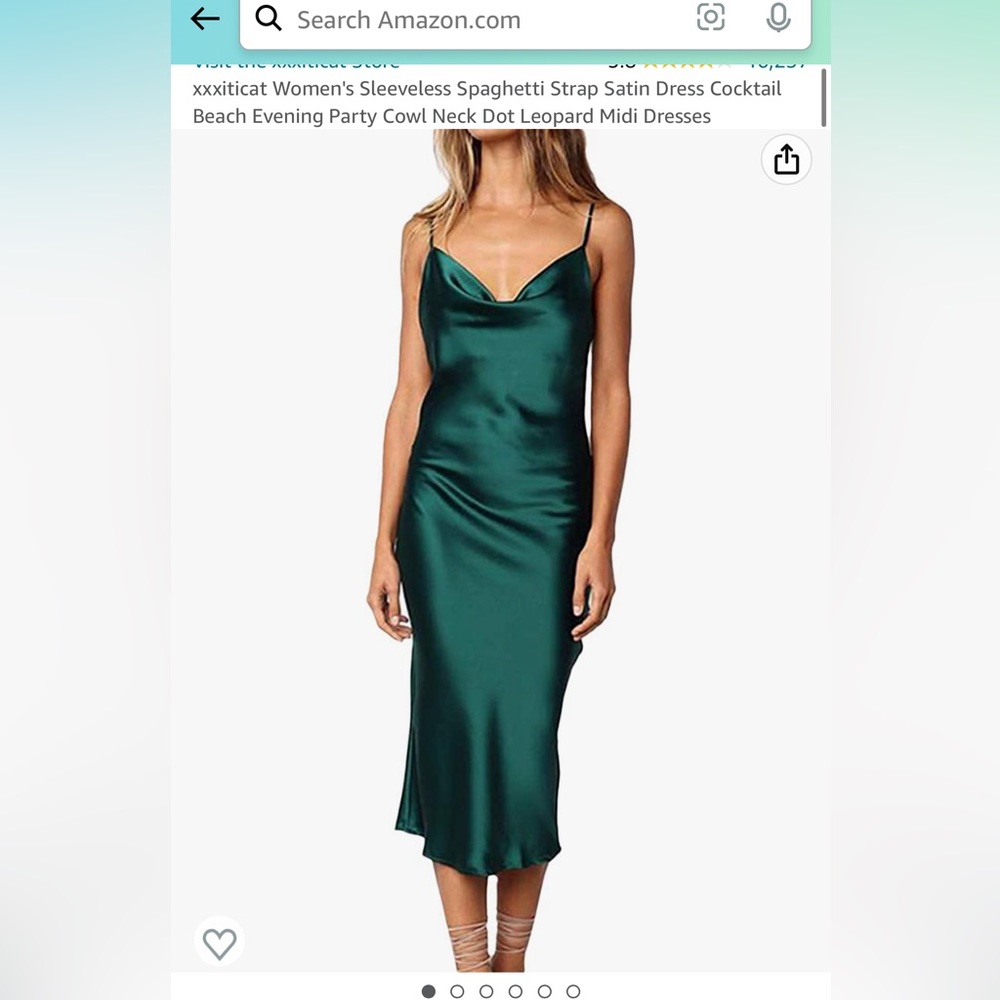 Satin Cowl Neck Slip Midi Dress - Emerald Green